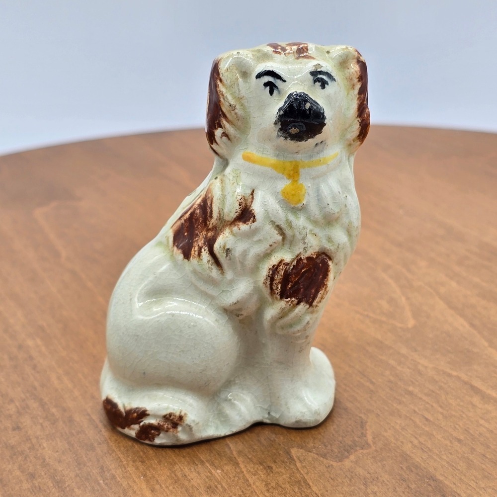 19th-century Staffordshire spaniel dog‎ figurine Antique collectible England. - Picture 2 of 10